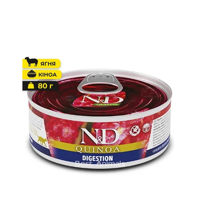 Farmina N&D Quinoa Digestion Lamb&Fennel Adult ВОЛОГИЙ КОРМ Холістік коти (дієтичний ягня та фенхель) 80 г 
