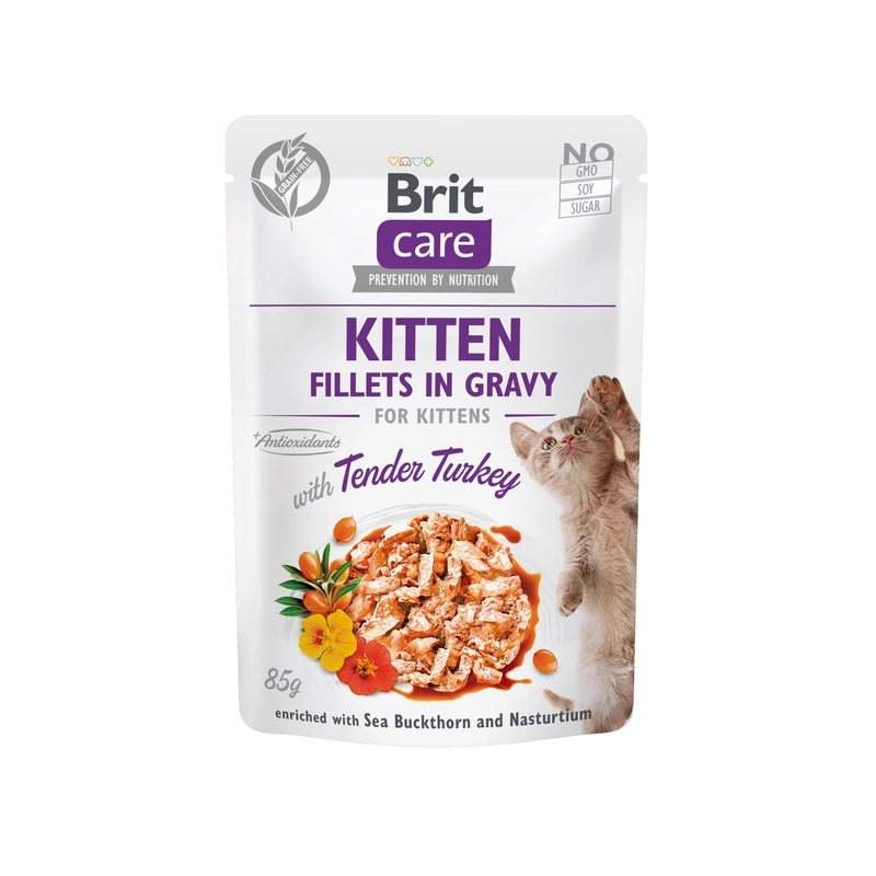 Brit Care Kitten Fillets in Gravy ВОЛОГИЙ КОРМ Супер-преміум кошенята (з індичкою) 85 г 