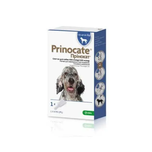 Prinocate краплі для собак 4 мл/1 піпетка - від бліх і кліщів, 25-40 кг (3838989723187)