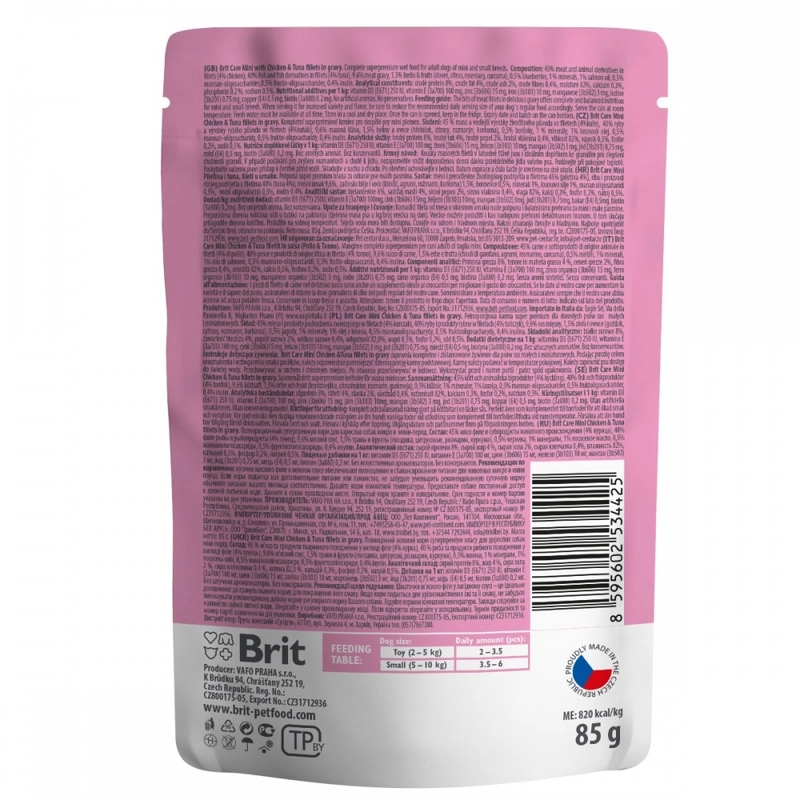 Brit Care MINI ADULT Chiken & Tuna Fillets ВОЛОГИЙ КОРМ Супер-преміум собаки дрібних порід (з філе курки та тунця) 85 г  - фото 2