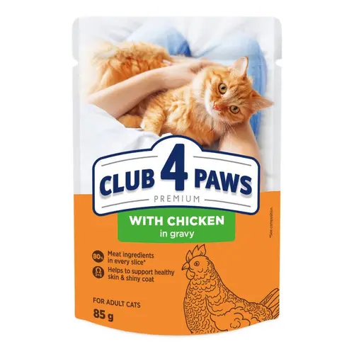 Club 4 Paws Premium With Chicken ВОЛОГИЙ КОРМ Premium коти (з куркою в соусі) 85 г