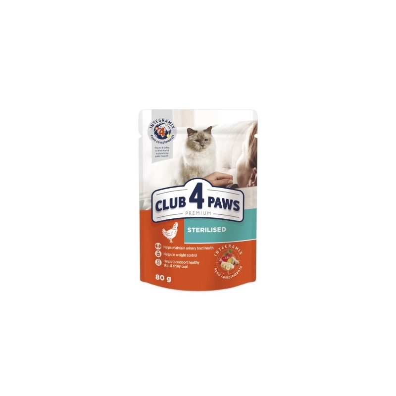 Club 4 Paws Premium Sterilised ВОЛОГИЙ КОРМ Premium кішки (з куркою в желе) 80 г 