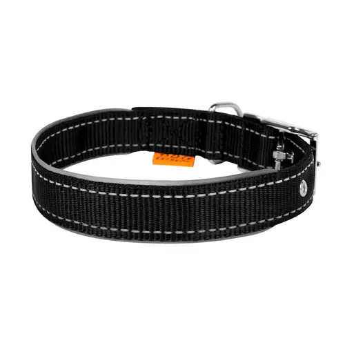 Dog Extreme нашийник для собак M - з світловідбиваючою вставкою, нейлоновий, чорний