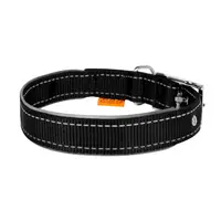 Dog Extreme нашийник для собак M - з світловідбиваючою вставкою, нейлоновий, чорний  - фото 1