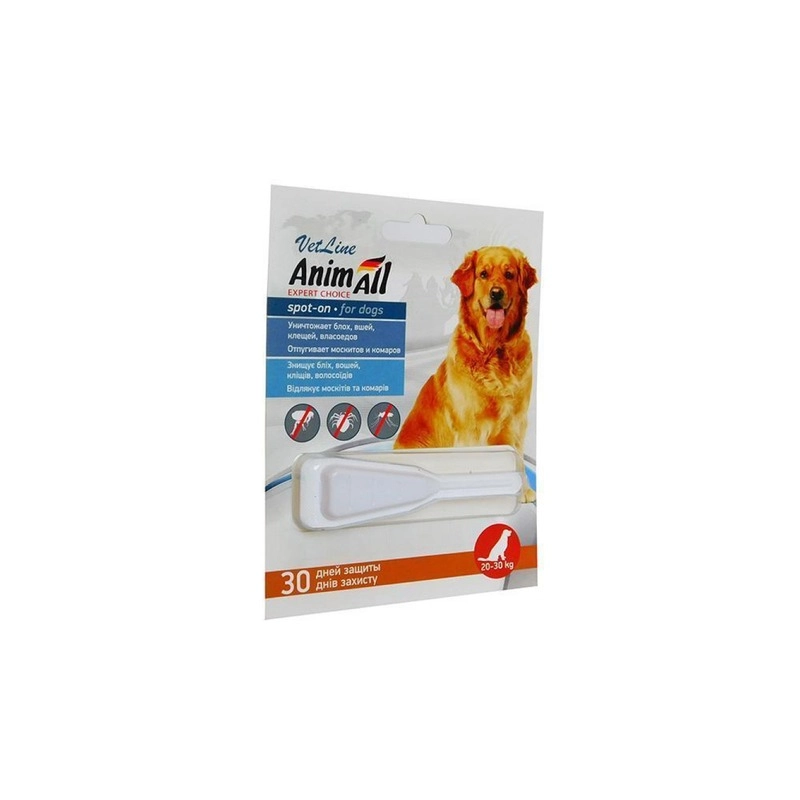 AnimAll VetLine Spot-On краплі для собак 6 мл/піпетка - від бліх і кліщів, 20-30 кг (4820150201944) 