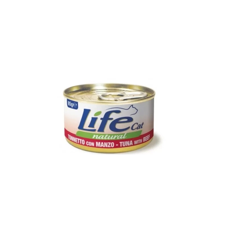 Lifecat Natural ВОЛОГИЙ КОРМ Супер-преміум коти (з тунцем та яловичиною) 85 г 
