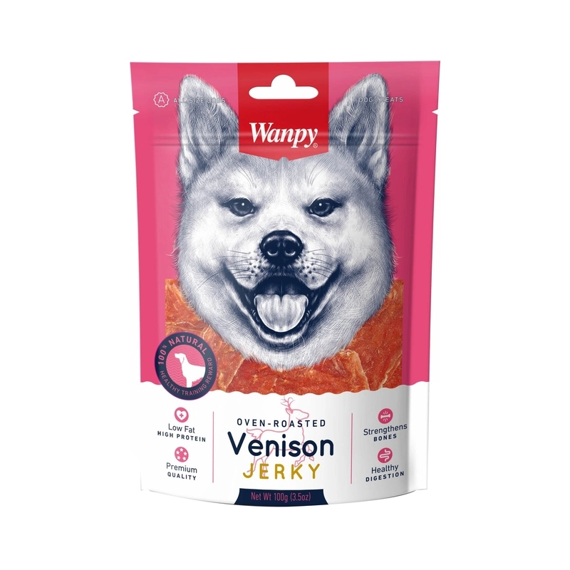 Wanpy Venison Jerky лакомство для собак 100 г - с олениной и уткой (6927749812777) 
