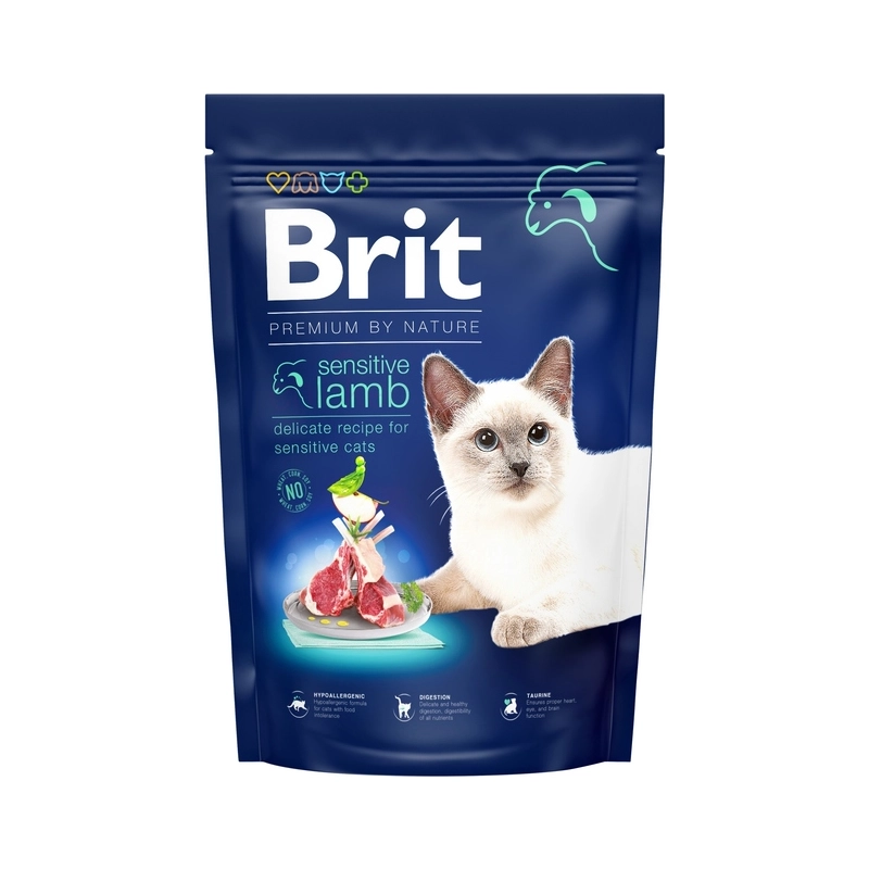 Brit Premium by Nature Sensitive сухий корм для котів із чутливим травленням 1.5 кг - ягня (8595602553181) 