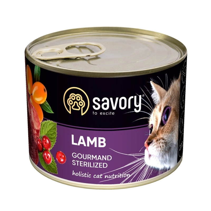 Savory вологий корм для стерилізованих котів 200 г - з ягням (4820232630723) 
