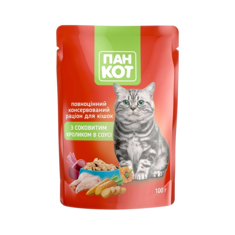 Пан Кот ВОЛОГИЙ КОРМ Економ коти (з кроликом) 100 г 
