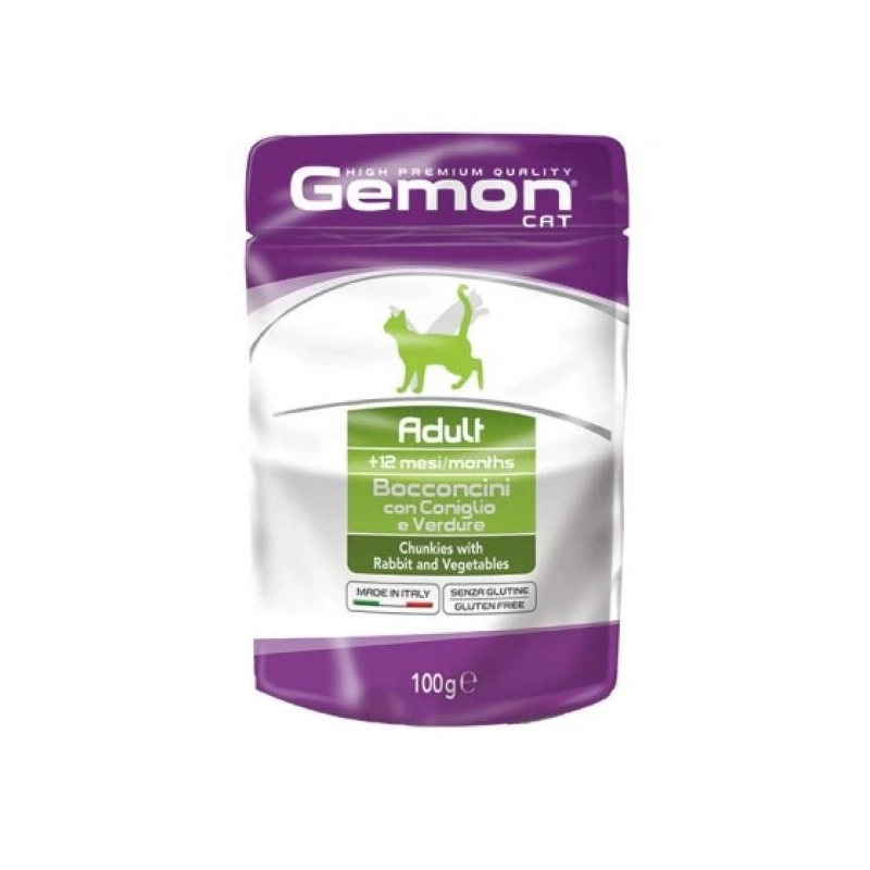 Gemon Adult Bocconcini ВОЛОГИЙ КОРМ Економ коти (з кроликом та овочами) 100 г 
