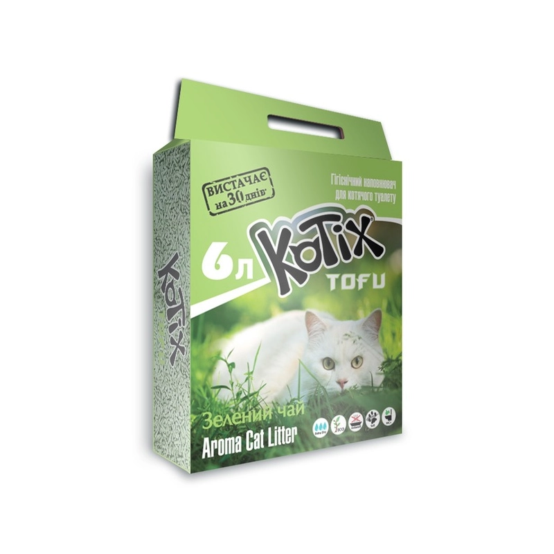 Наполнитель для кошачьего туалета KOTIX TOFU Green Tea соевый с ароматом зеленого чая 6 л (6972345440039) 
