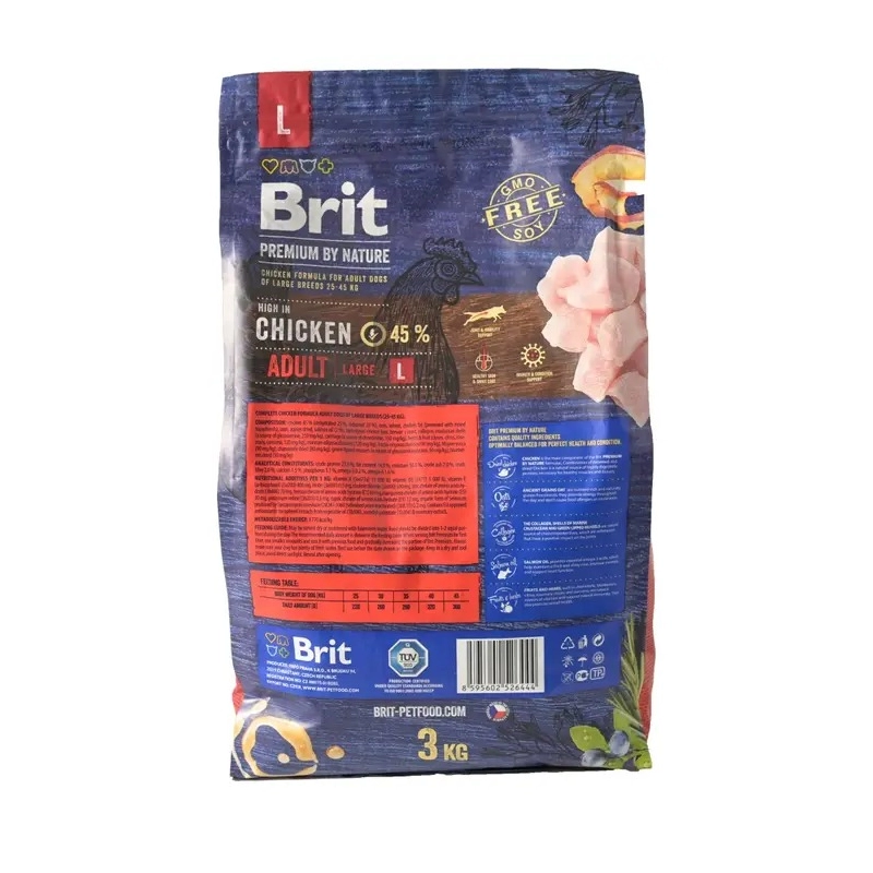 Brit Premium by Nature ADULT L Chicken сухий корм для дорослих собак великих порід (25-45 кг) 3кг - з куркою  - фото 1