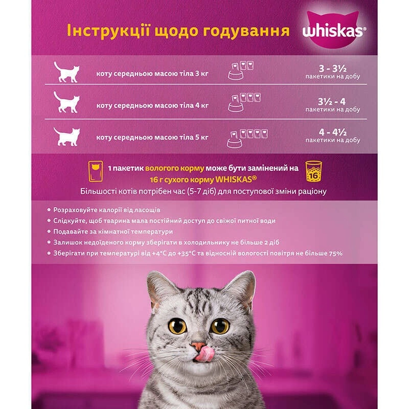 Whiskas ВОЛОГИЙ КОРМ Економ коти (з домашньою птицею) 85 г  - фото 2
