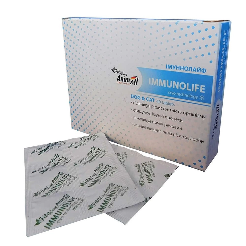 AnimAll FitoLine Імуннолайф таблетки для котів та собак 60 таблеток (4820150203771) 