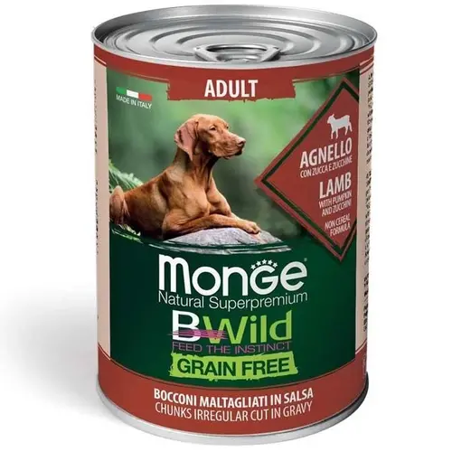 Monge Dog Wet Bwild Grain Free Adult влажный корм для собак 400 г - с ягненком, тыквой и цукини (8009470012614)