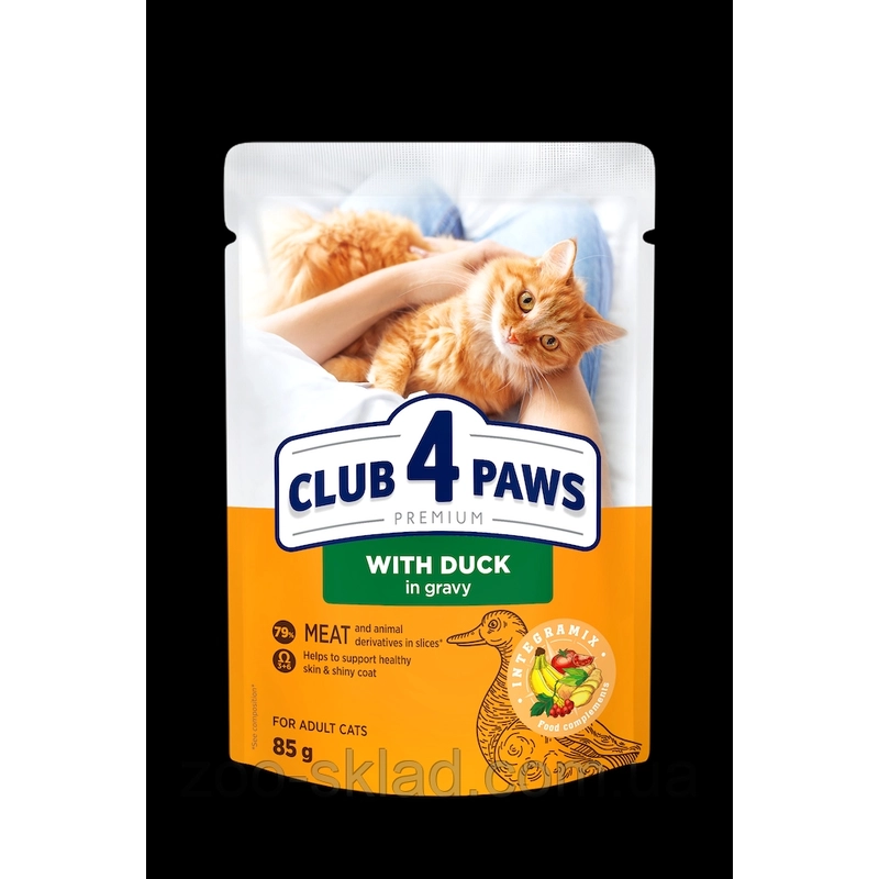 Club 4 Paws Премиум влажный корм для кошек 85 г - утка в соусе (4820269142503) 