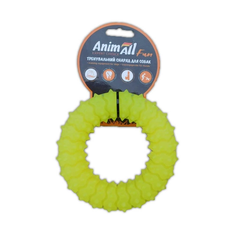 AnimAll Fun Кільце з шипами іграшка для собак 12 см - жовта (2000981167363) 