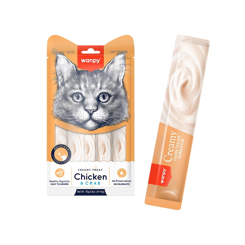 Wanpy Creamy Treat Chicken&Crab ЛАСОЩІ Premium коти (з куркою та крабом) 14 г 