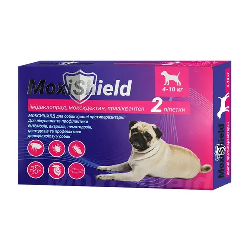 MoxiShield краплі для собак 1.2 мл/1 піпетка - від бліх і кліщів, 4-10 кг (4820150208172)