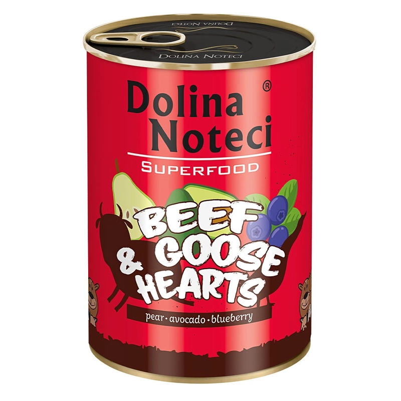 Dolina Noteci Superfood влажный корм для собак 400 г - из говяжьих и гусиных сердец (5902921303640) 