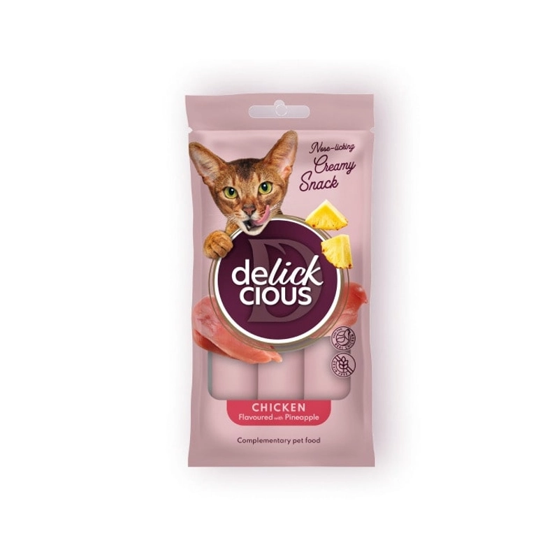 Delickcious Creamy Snack ЛАСОЩІ Premium коти (з куркою та ананасом) 15 г 