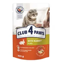 Вологий корм для котів Club 4 Paws Premium з кроликом в желе 100 г (4820083908903) 