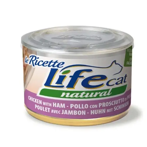 Lifecat Le Ricette Natural ВОЛОГИЙ КОРМ Супер-преміум коти (з курячим філе та шинкою) 150 г