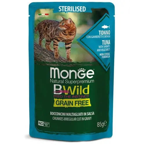 Monge Bwild GF Sterilised ВОЛОГИЙ КОРМ Супер-преміум коти (з тунцем та овочами) 85 г
