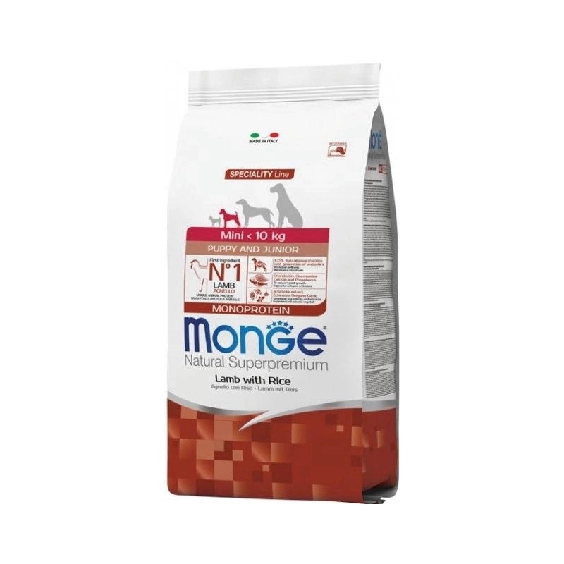 Monge MINI < 10 kg Puppy and Junior Lamb with Rice сухий корм для цуценят дрібних порід 800 г - з ягням та рисом (8009470011518) 