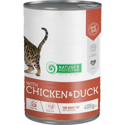 Nature's Protection Cat Sterilised with Chicken&Duck вологий корм для стерилізованих котів 400 г - з куркою та качкою (4771317456113)