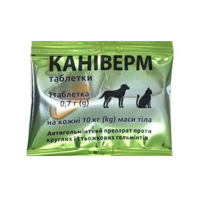 Bioveta Каніверм таблетки для котів та собак 1 таблетка - від глистів (4820150208530) 