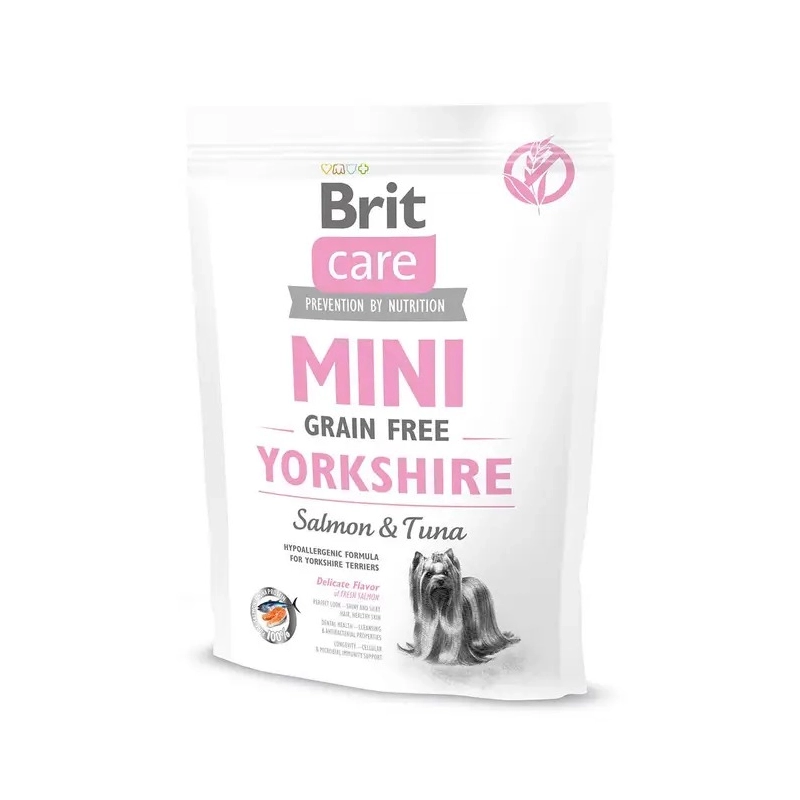 Brit Care Mini Grain-Free Yorkshire сухой корм для йоркширских терьеров 400 г - лосось и тунец (8595602520206) 