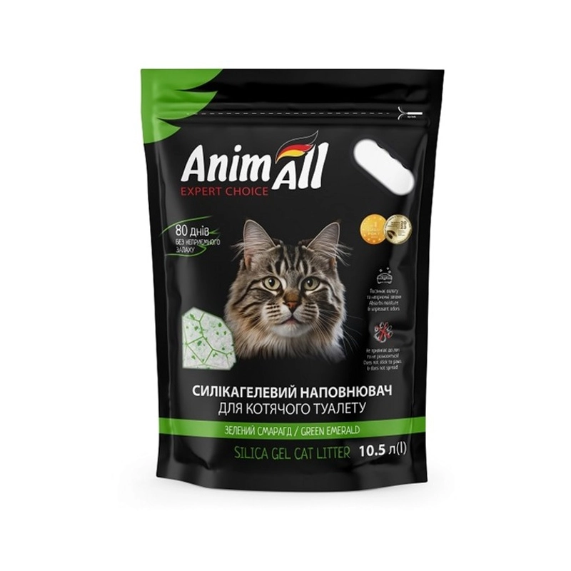 AnimAll Зелений Смарагд наповнювач для котячого туалету 10 л + 0.5 л - силікагелевий (4820224501802) 