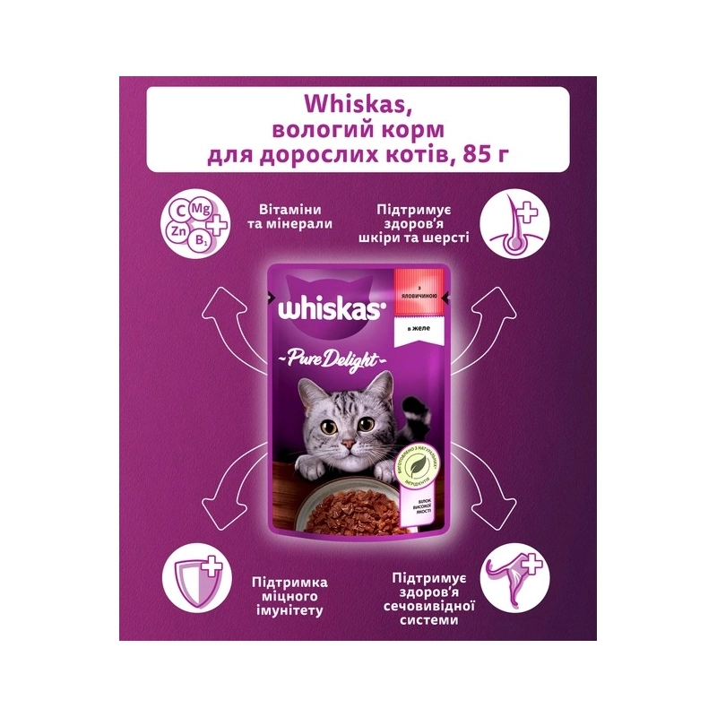 Whiskas ВОЛОГИЙ КОРМ Економ коти (з яловичиною) 85 г  - фото 2