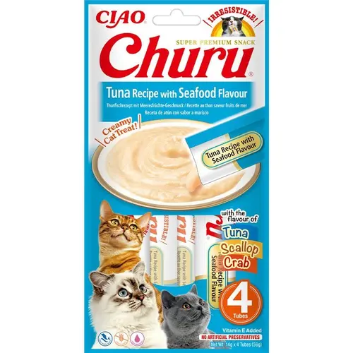 Inaba Ciao Churu ЛАСОЩІ Холістік коти (з тунцем та морепродуктами) 14 г