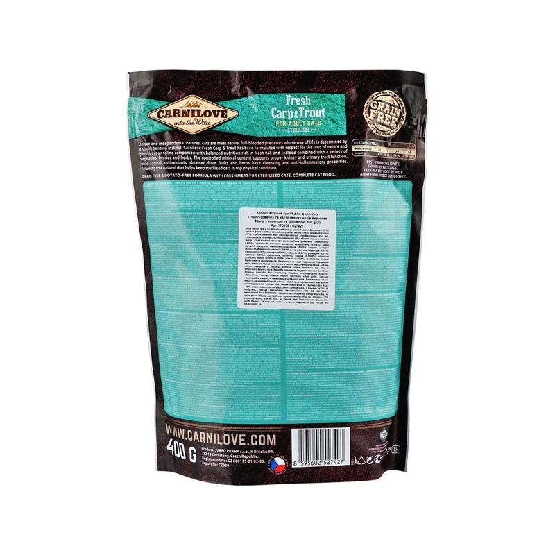 Carnilove Fresh Sterilised сухой корм для стерилизованных кошек 400 г - с карпом и форелью (8595602527427)  - фото 4