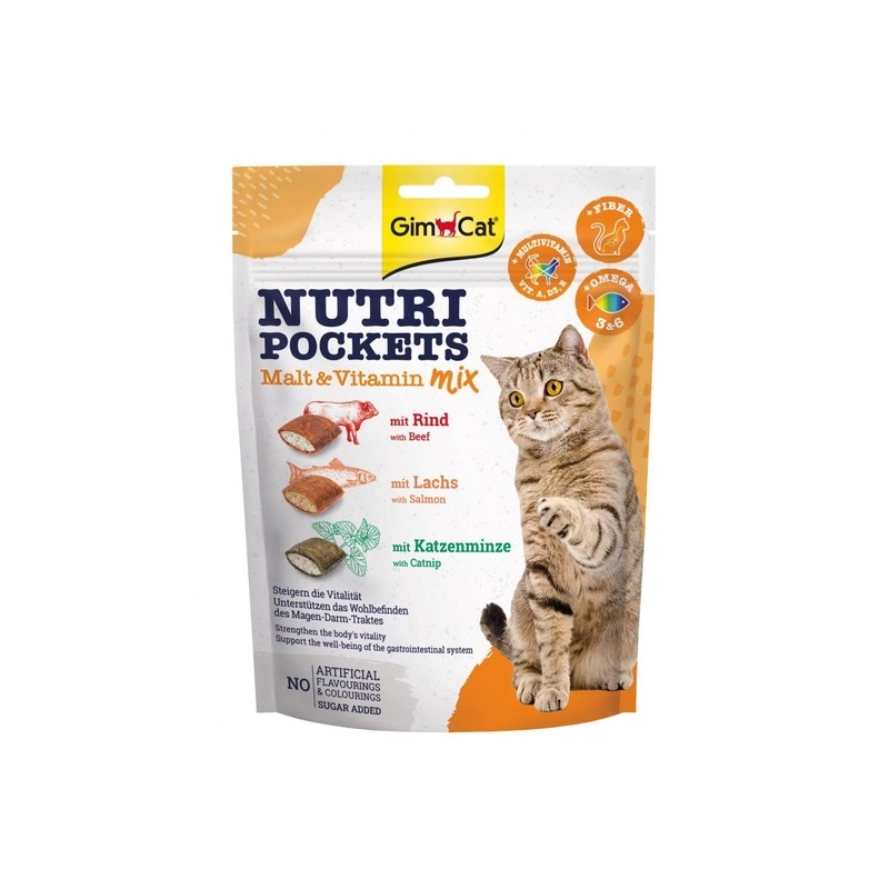 GimCat Nutri Pockets лакомство для кошек 150 г - крекеры мультивитамин микс (4002064419169) 