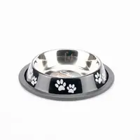 Agility миска для собак 200 мл 15.5 см - металева, чорна з лапками (4809234560986) 