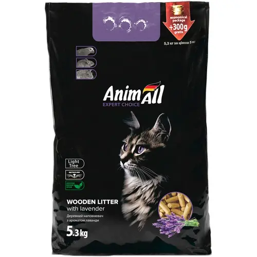 AnimAll наповнювач для котячого туалету 5.3 кг - деревний, з ароматом лаванди (4820224500874)