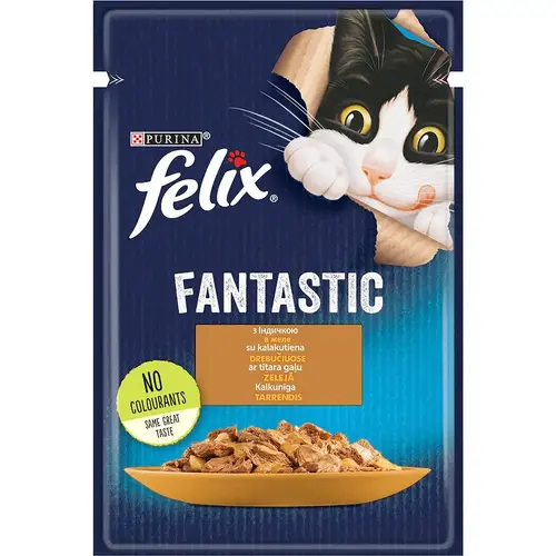 Felix Fantastic ВОЛОГИЙ КОРМ Економ коти (з індичкою) 85 г