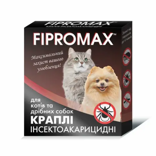 FIPROMAX краплі для котів та собак малих порід - від бліх і кліщів, 4-10 кг (4820237150028)