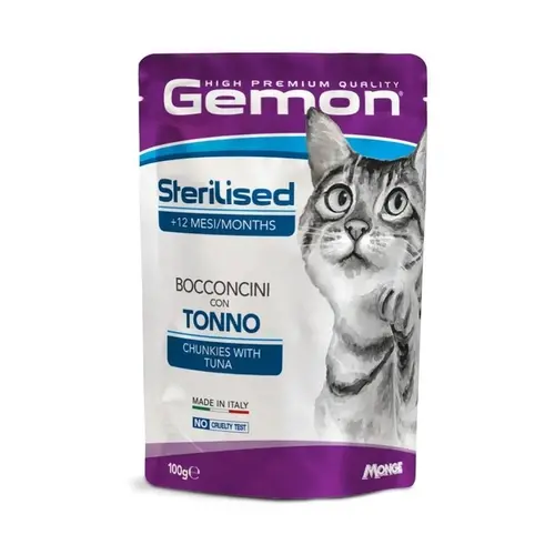 Gemon Sterilised Bocconcini ВОЛОГИЙ КОРМ Економ коти (з тунцем та рибою дорі) 100 г
