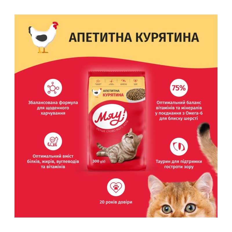 Мяу! сухой корм для кошек 300 г - с курицей (4820215364553)  - фото 1