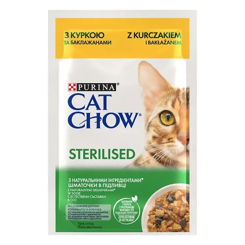 Cat Chow Sterilized ВОЛОГИЙ КОРМ Економ коти (з куркою та баклажанами) 85 г