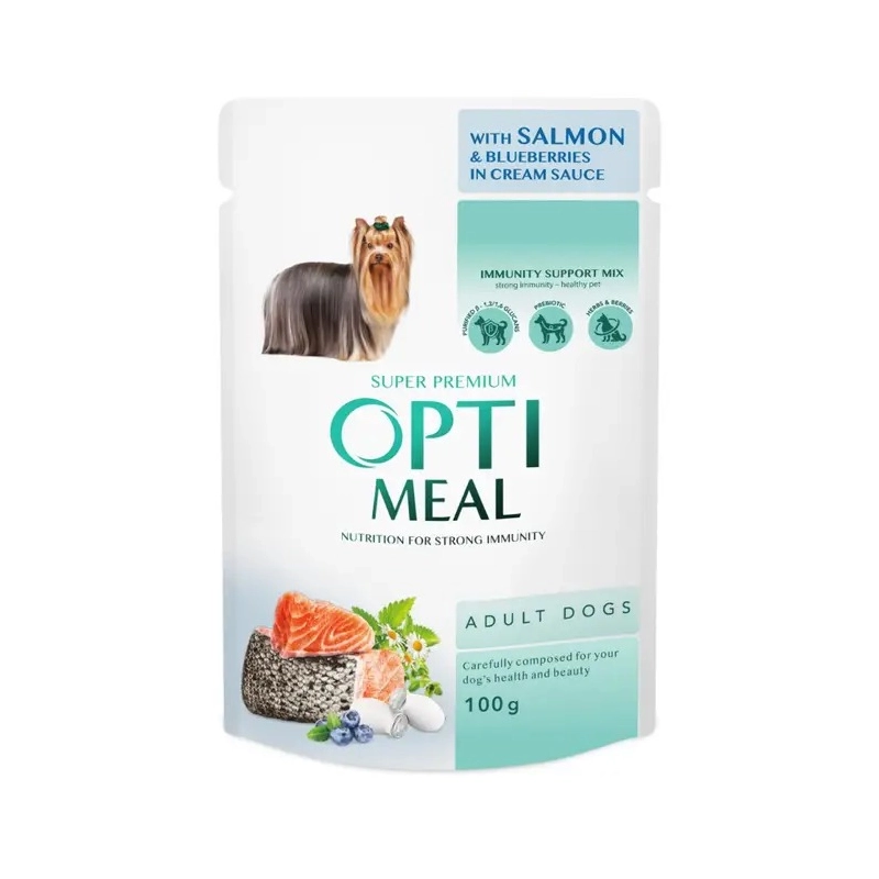 Optimeal Super Premium ADULT Salmon & Blueberries ВОЛОГИЙ КОРМ Супер-преміум собаки (з лососем та лохиною) 100 г 