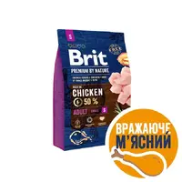 Brit Premium by Nature ADULT S сухий корм для собак дрібних порід 3 кг - з куркою (8595602526291) 