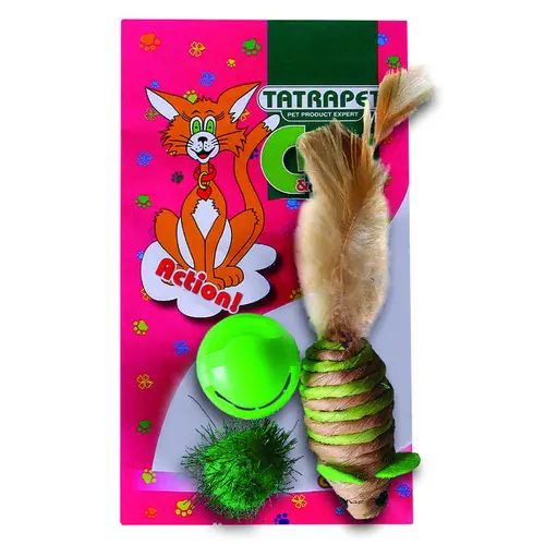TATRAPET Caty Funny Мишка з 2-ма м'ячиками іграшка для котів 3.5-6.3 см (8585027971875)