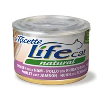 Lifecat Le Ricette Natural ВОЛОГИЙ КОРМ Супер-преміум коти (з курячим філе та шинкою) 150 г 