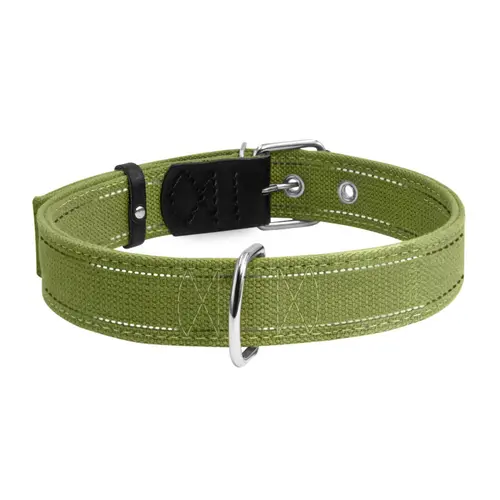 CoLLaR нашийник для собак XL - з бавовняної стрічки, подвійний, зелений (4820082490928)